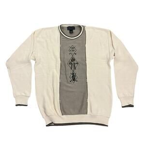 Vintage Fairway Sport Knit Sweater Adult M Beige Golf Embroidered Made in USA